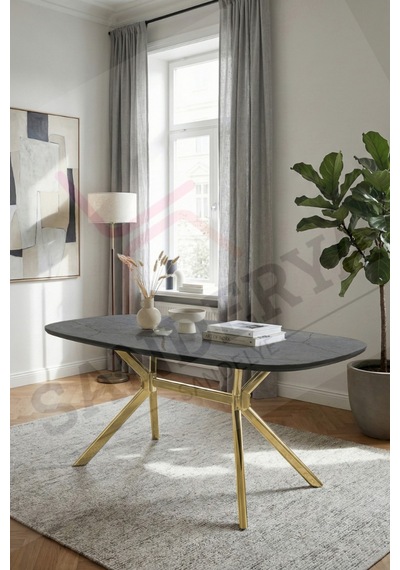 Sanderya Siena Serisi Sabit Gold Ayaklı Aris Gri 85x170 Mutfak Salon Masası Gold - Gri Sanderya Siena Serisi Sabit Gold Ayaklı Aris Gri 85x170 Mutfak Salon Masası Gold - Gri