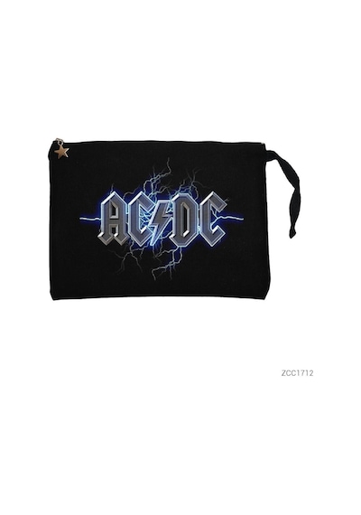 Zepplin Giyim Ac Dc Electricity Siyah Clutch Astarlı Cüzdan / El Çantası