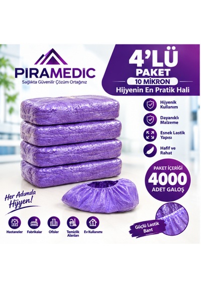 Piramedic Galoş 10 Micron 4000 Adet Mor Galoş