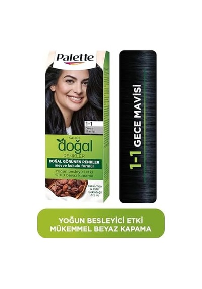 Kalıcı Doğal Renkler 1-1 Gece Mavisi Kakao Yağı & Yulaf Çekirdeği Özlü Saç Boyası