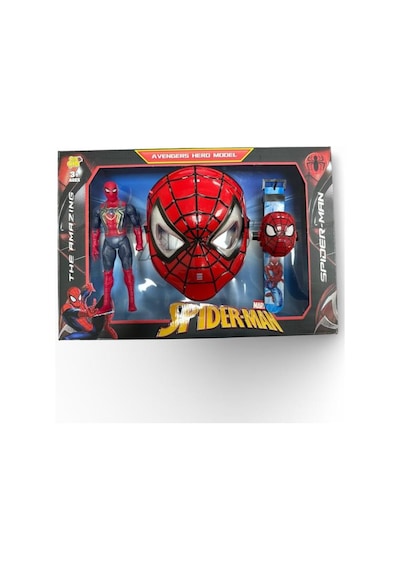 Örümcek Adam - Aksiyon Figürü, Maske Ve Projeksiyonlu Kol Saati 3'lü Oyuncak Seti Spider - Man