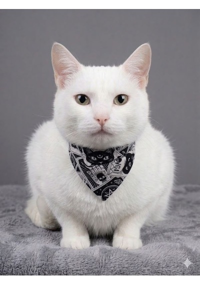 Flypet Kurukafa Desenli Fular Kedi Tasma & Yavru Köpek Tasma 13cm-24cm Ayarlanabilir Tasma