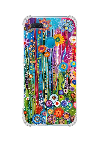 Printify Oppo A12 İle Uyumlu Düşlerin Dansı Serisi Folklorik Bahçe Tasarımlı Uv Baskılı Köşe Korumalı Antişok Kılıf Şeffaf
