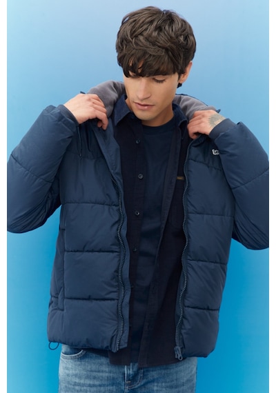 Lee Erkek Regular Fit Normal Kesim Kapüşonlu Şişme Mont 672L88Bny Lacivert