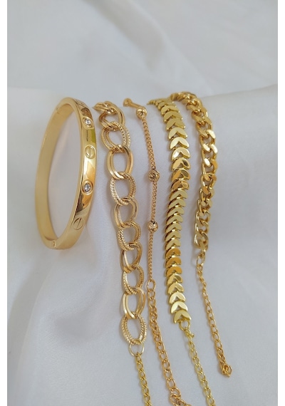 X-lady Accessories Altın Kaplama Kadın Lüks Trend Kombin Bileklik - 2397 Çok Renkli