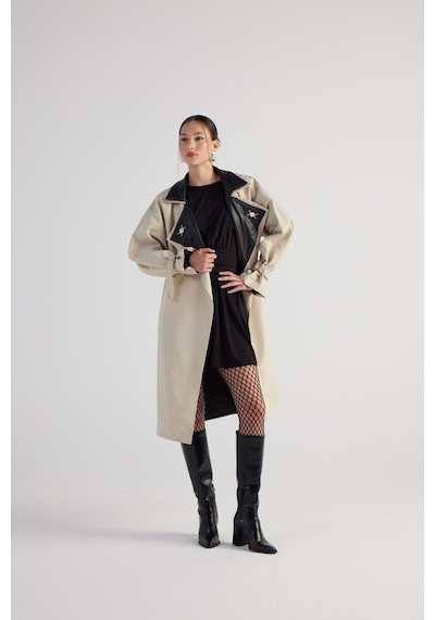 Holly Lolly Maxi Boy Kemerli Cloak Trençkot Bej