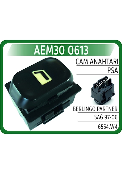 Aem Cam Anahtarı Berlingo Partner Sağ 97-06 Aem30 0613 6554w4