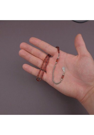 Sıkma Kehribar Bilek Boy Kesme Kesim 4x7mm Sallama Tesbih Kahverengi