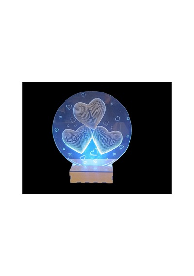Şeffaf İlizyon Led Gece Lambası I Love You Kalp Görseli 18x20 Cm