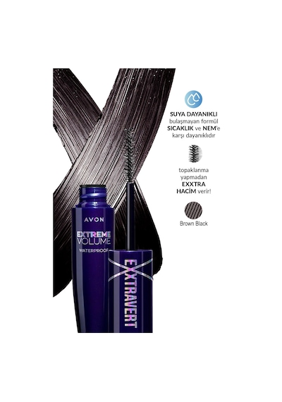Exxtravert Extreme Suya Dayanıklı Volume Maskara Brown Black
