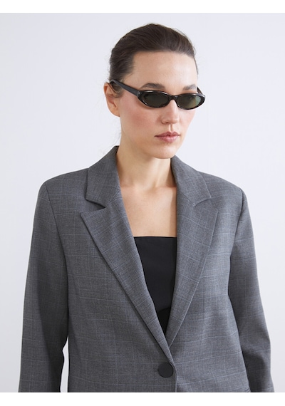 Lcwaıkıkı Classic Gri Ekose Kadın Blazer Ceket