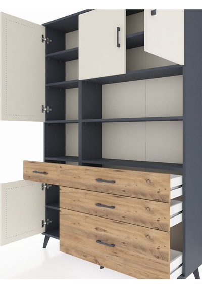 Arges Dolap 9 Raflı 4 Çekmeceli 4 Kapaklı 132x30x195 Antrasit-aytaşı/çam Aytası/atlas Çam Arges Dolap 9 Raflı 4 Çekmeceli 4 Kapaklı 132x30x195 Antrasit-aytaşı/çam Aytası/atlas Çam