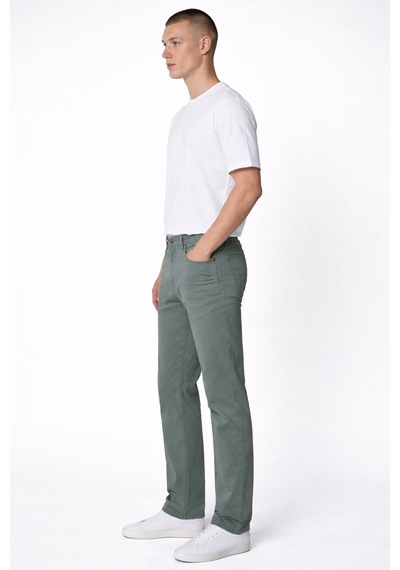 Sabri Özel Giotelli Erkek Haki Dar Kesim Slim Fit Dokuma Beş Cep Normal Bel Pantolon