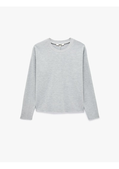 Koton Regular Fit Uzun Kollu Bisiklet Yaka Basic Sweatshirt Gri 7wak10006ek