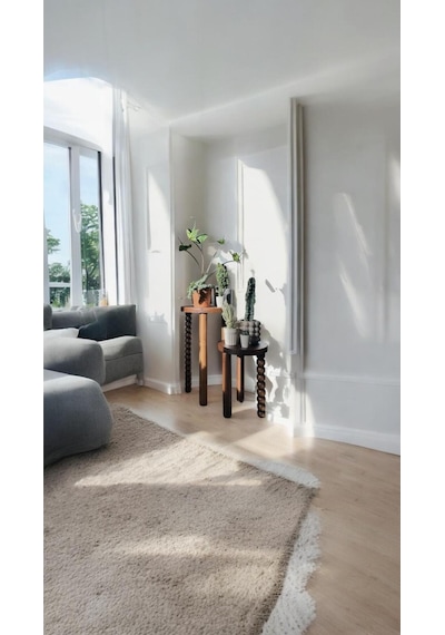 Ahşap 2 Li Set Mantar Yan Sehpa Fiskos / Çiçeklik Modern Ceviz Renk Ceviz