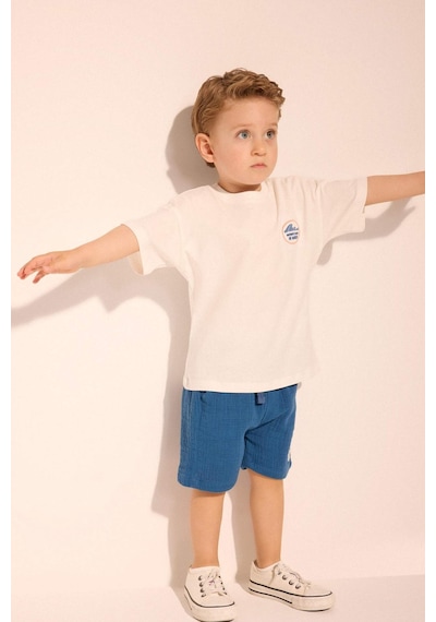 Defacto Müslin Şort Erkek Bebek H3524a526hsbe376 Mavi-be376