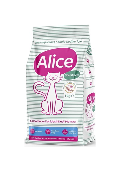 Alice Light & Sterilised - Kısırlaştırılmış/kilolu Kediler İçin Super Premium Mama Somonlu Karidesli 3x1 Kg