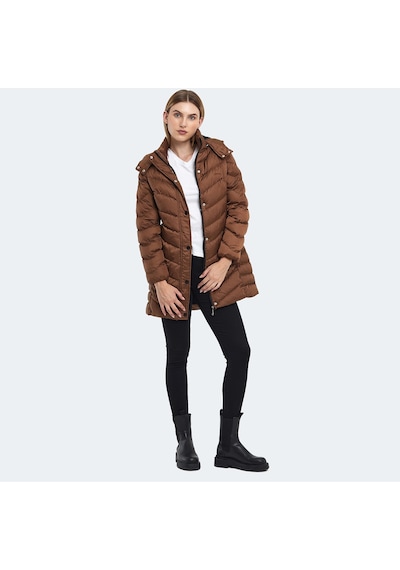 Slazenger GWEN Kadın Kapüşonlu Şişme Taba Mont & Kaban