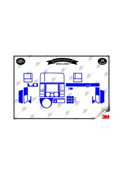 Volkswagen Transporter T5 2003-2009 Torpido Konsol Trim Göğüs Maun Kaplama Set 30 Parça Mavi Renk