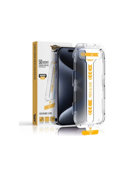 Buff Apple iPhone 15 Pro Uyumlu 5d Easyfit Ekran Koruyucu