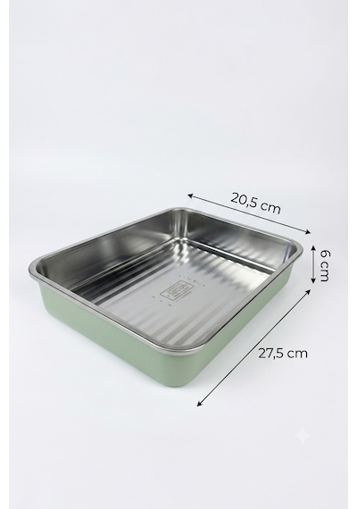 Stainless Paslanmaz Çelik Vakumlu Saklama Kabı,fırın Ve Kek Kabı 1,9 Lt Yemek Kabı Sefer Tası Yeşil