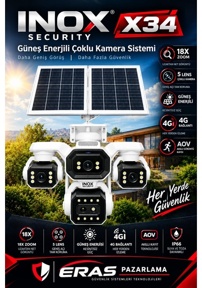 Ers Inox Dıgıtal X 34 5 Lensli 6 Motorlu Hibrit Zoom 4g Solar Kamera