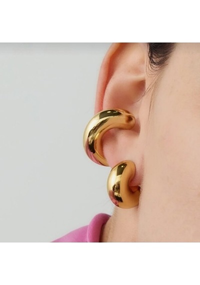 Chunky Earcuff Büyük Bombeli Earcuff Gold Renk Renkli