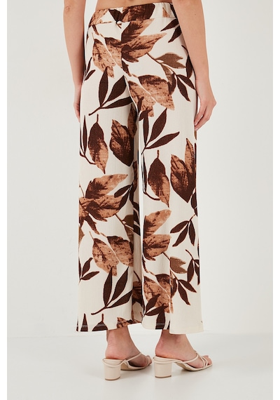 Lela Desenli Regular Fit Truvakar Kol V Yaka Alt-Üst Bayan Takım 5865357 Camel