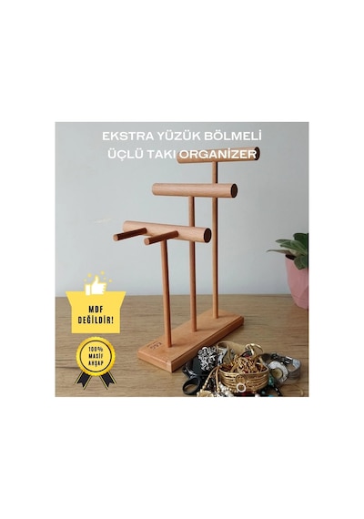 Takı Organizer Ahşap Takı Askısı 30 Cm Takı Standı Yüzük Kolye Askısı Takı Ve Aksesuar Düzenleyici Kahverengi
