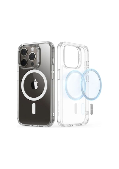 Apple Uyumlu iPhone Esr 15 Pro Kılıf Classic Hibrit Halolock Magsafe Şeffaf