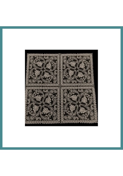 Trendexa Fransız Dantel Tek Fiskos 100x100cm, Sehpa Örtüsü Fiskos Mac Çok Renkli