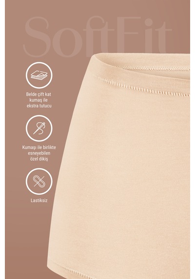 Auw Kadın Lastiksiz Pamuklu Modal Basic Boyshort 6'lı - Softfit Çok Renkli Ten,bitter,siyah