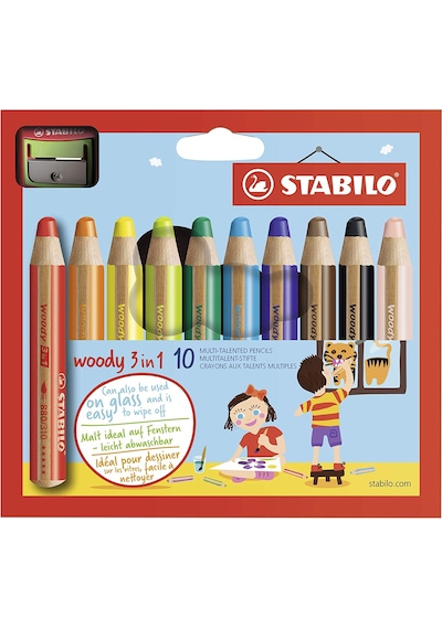 Stabilo Woody 3In1 Kuru Boya Kalem Seti - 10 Renk