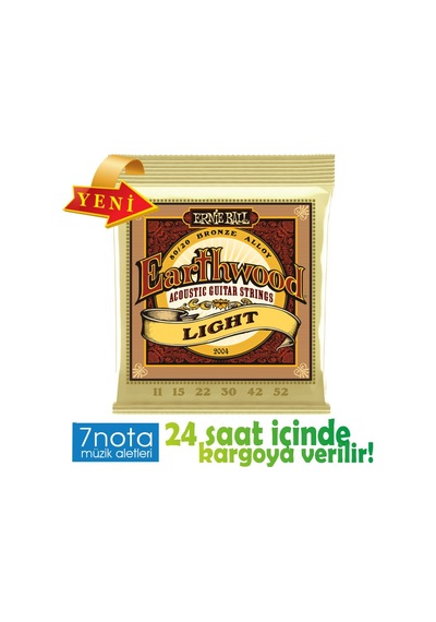 Ernie Ball 2004 Earthwood 80/20 Bronze Light Akustik Gitar Teli (11-52)
