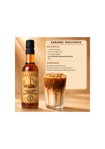 La Coffee Karamel Aromalı Kahve Ve Kokteyl Şurubu 750 Ml - %100 Pancar Şekerli Diğer