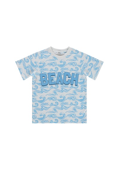 Civil Boys Beach Baskılı 10-13 Yaş Tişört - Kırık Beyaz