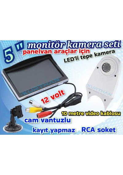 1 Adet Beyaz Tepe Kamera Ve 5 İnç Monitör 12 V Kayıt Yapmaz