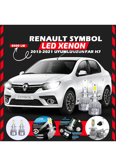 Renault Symbol 2013-2021 Uzun Far Uyumlu Şimşek Etkili Led Xenon Performance Series H7