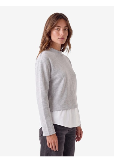 Koton Katmanlı Sırtı Pencere Detaylı Düğmeli Dik Yaka Uzun Kollu Sweatshirt Gri 7wak30030ek