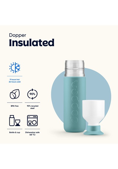 Dopper Insulated Yalıtımlı Termos Şişe 350 Ml - Okyanus Mavisi Turkuaz / Beyaz