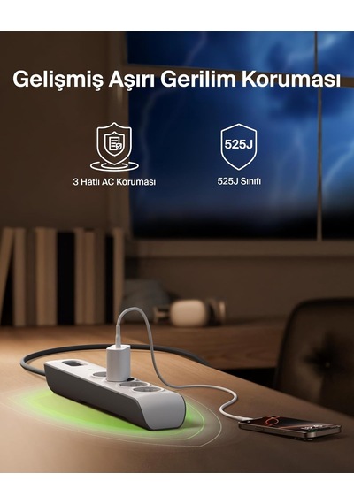 Belkin Surgemaster 4'lü Priz, Yüksek Gerilim Korumalı 2 M Kablo