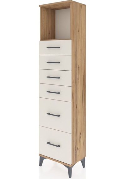 Arges Dolap Tek Raflı 6 Çekmeceli 44x30x182 Çam-aytaşı Atlas Çam