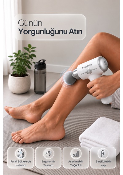 Kensa Masaj Tabacası 10 Başlıklı 6 Kademeli Şarjlı Titreşimli Profesyonel Masaj Aleti Beyaz