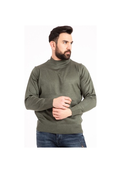 Nacar Store Erkek Haki Yarım Boğazlı Kazak