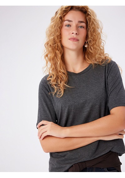 Faik Sönmez Yuvarlak Yaka Kısa Kol T-shirt W27tsh002 Bw27tsh002154 Antrasit Melanj
