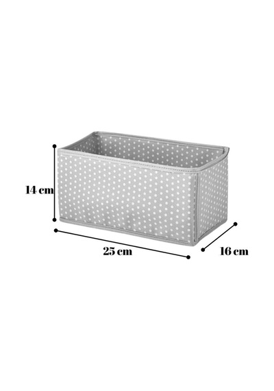 4 'lü Gri Beyaz Puantiyeli Dolap & Çekmece Düzenleyici Saklama Kutusu Organizer Kumaş 40 X 40 Gri Diğer