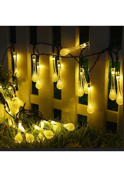 Sge Teknoloji Güneş Enerjili Su Damlasıi 30 Led Sarı Renkli Sola