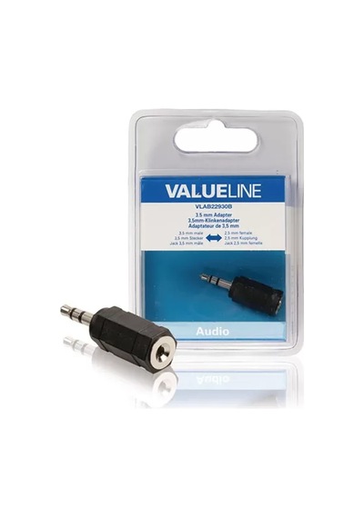 Valueline Ses Adaptörü 3,5 Mm Erkek 2,5 Mm Kalın Siyah