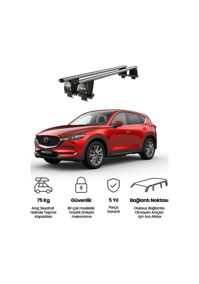 Royal Mazda Cx-5 2017 Ve Sonrası Uyumlu Gri Ara Atkı Port Bagaj Tavan Barı