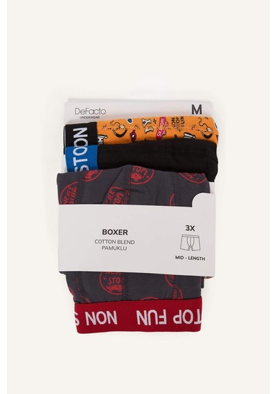 Defacto Pamuklu Regular Fıt Desenli 3lü Boxer B4782ax26auyl157 Sarı-yl157